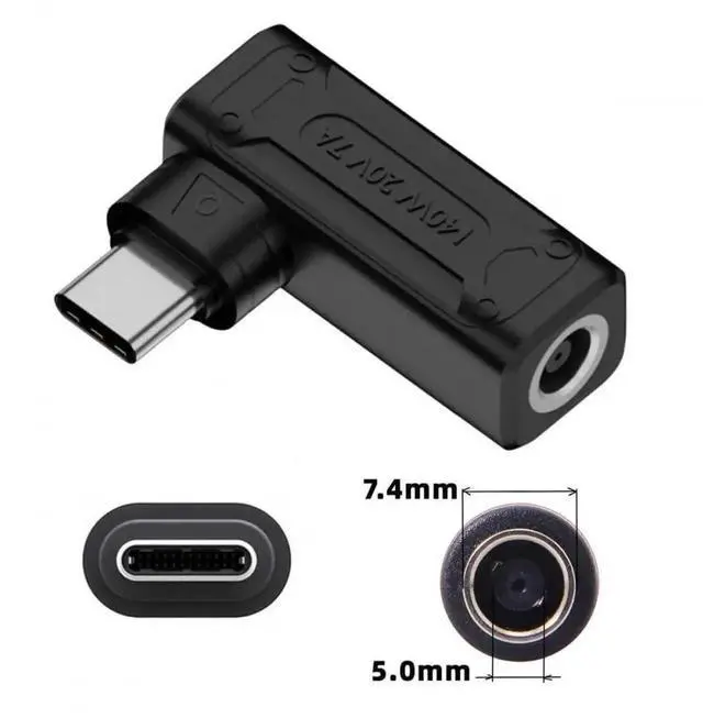 Alt view image 6 of 7 - WRIARICH 140W 90 Degree Angled DC 7.4x5.0mm to USB-C PD Charging Adapter, 100W DC Input to Type-C Power Converter Plug for Laptops, Smartphones and Tablets