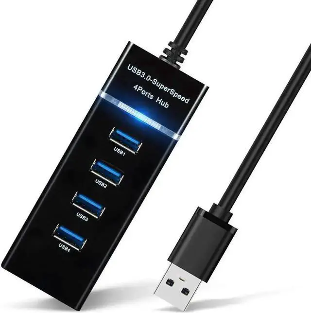 Main image of WRIARICH 4-Port USB 3.0 Multiport Hub, Portable USB Splitter for Keyboard, Mouse, Printer, USB Fan, LED Lamp, Flash Drives & Portable Storage