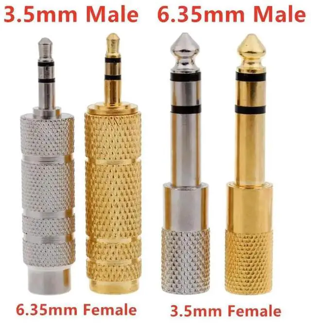 Main image of WRIARICH 4 Pack 3.5mm to 6.35mm Audio Adapters, 1/4 Inch 6.5mm Male/Female to 1/8 Inch 3.5mm Stereo Converter Plugs for Headphones, Speakers, Amplifiers