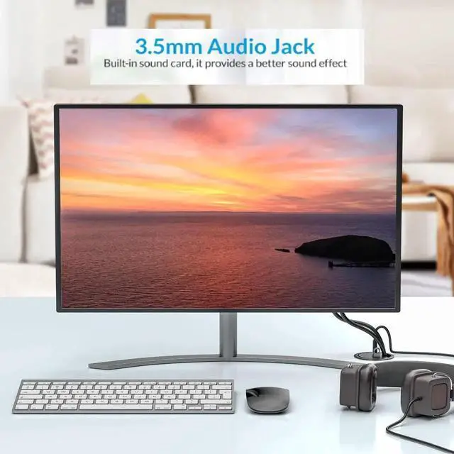 Alt view image 7 of 7 - WRIARICH Desk Grommet USB 3.0 Hub, 60mm Hole Size, 4.9Ft Cord, 2 USB3.0 Type-A, 1 USB-C, 3.5mm Audio Jack, Desktop Cable Management Grommet, Home Office PC Desk Accessory