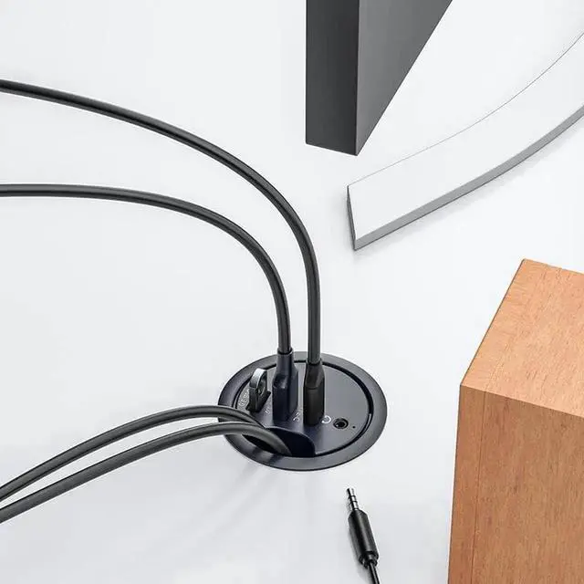 Alt view image 5 of 7 - WRIARICH Desk Grommet USB 3.0 Hub, 60mm Hole Size, 4.9Ft Cord, 2 USB3.0 Type-A, 1 USB-C, 3.5mm Audio Jack, Desktop Cable Management Grommet, Home Office PC Desk Accessory
