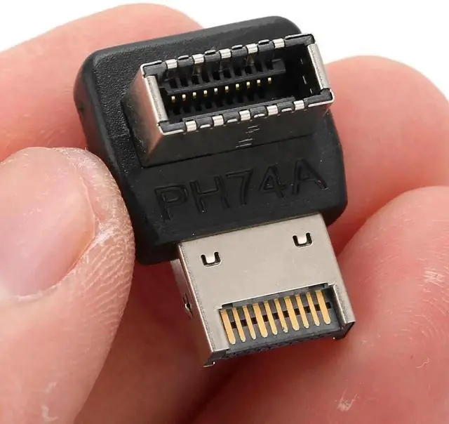 Alt view image 4 of 7 - WRIARICH PH74A 90 Degree Vertical USB 3.1 Type-E Header Adapter, Upward Steering Elbow USB-C Internal Header Converter for Desktop Motherboard Front Panel