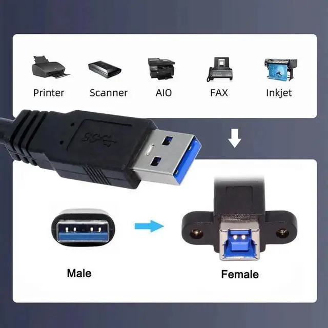 Alt view image 2 of 7 - WRIARICH 30cm USB 3.0 Type-A Male to Type-B Female Extension Cable, 5Gbps Data Cord for SSD, Hard Drive & Camera