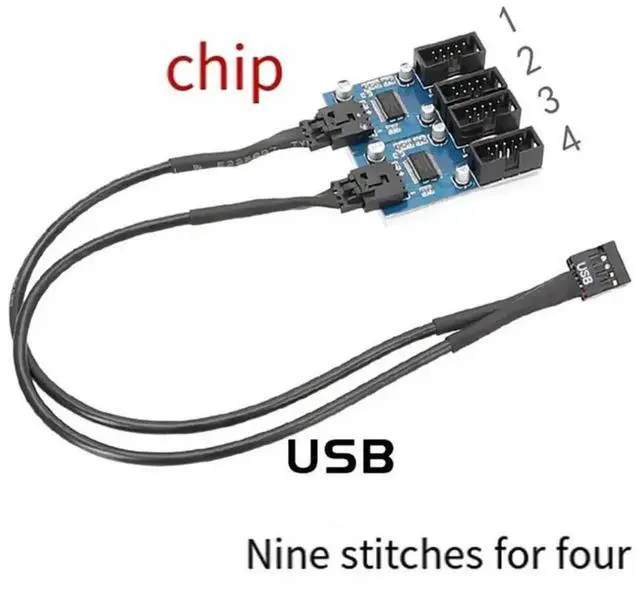 Alt view image 2 of 4 - WRIARICH Motherboard USB2.0 9Pin Splitter Extension Cable with Chip, 1 to 2 9Pin Header Hub Adapter for Multi Interface Shared Connection