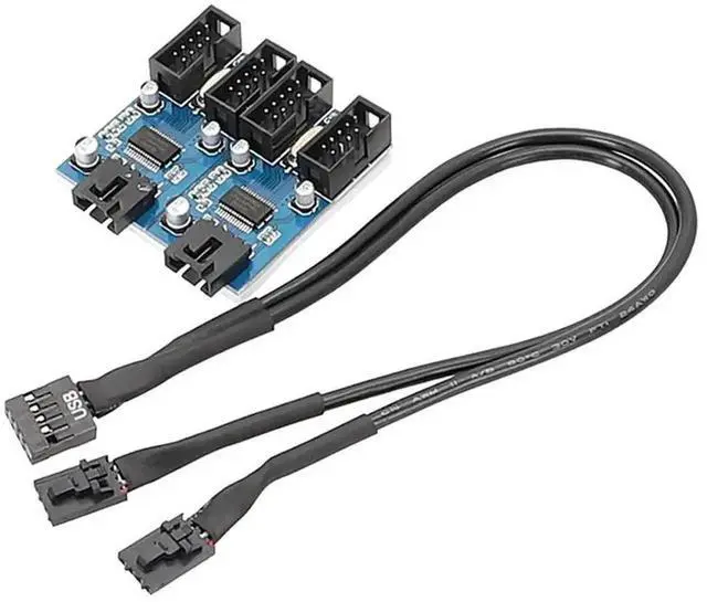 Alt view image 4 of 4 - WRIARICH Motherboard USB2.0 9Pin Splitter Extension Cable with Chip, 1 to 2 9Pin Header Hub Adapter for Multi Interface Shared Connection
