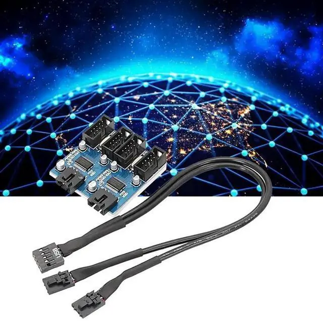 Alt view image 3 of 4 - WRIARICH Motherboard USB2.0 9Pin Splitter Extension Cable with Chip, 1 to 2 9Pin Header Hub Adapter for Multi Interface Shared Connection