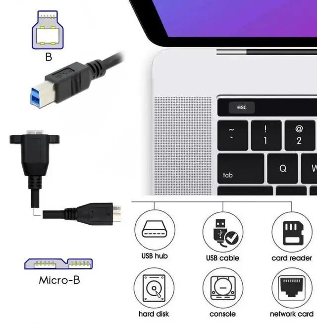 Alt view image 4 of 7 - WRIARICH 30cm USB 3.0 Type-B Female to Micro-B Male Extension Cable, 5Gbps High Speed for SSD, Disk & Camera