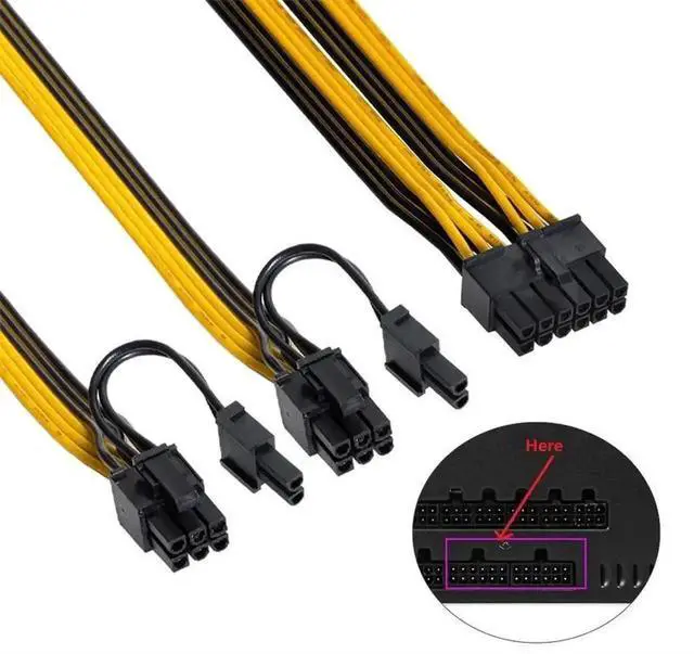 Alt view image 5 of 5 - WRIARICH 12Pin to Dual PCIe 8Pin(6+2) GPU Power Cable, 18AWG 120cm, Compatible with Seasonic P-860/P-1000/X-1050 Old Modular PSU