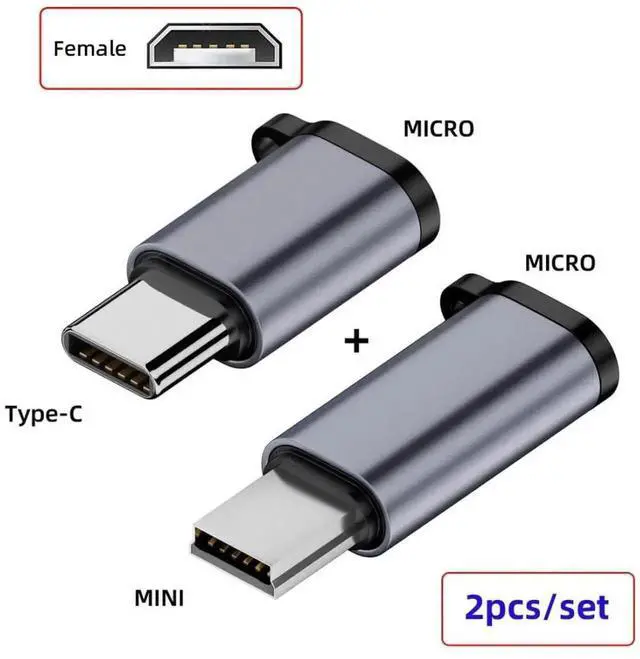 Alt view image 6 of 7 - WRIARICH 2 Pack USB C & Mini USB Male to Micro USB Female Adapter, USB 2.0 480Mbps Data Sync & 12W 5V/2.4A Fast Charging Converter Connector