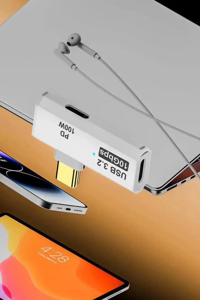 Alt view image 4 of 6 - WRIARICH White 2-in-1 Dual USB-C Splitter Dongle, Type-C Audio & 100W PD Fast Charging Adapter Compatible with Rog Ally, Steam Deck, Quest 2, iPhone 15, iPad, MacBook & All Type-C Devices