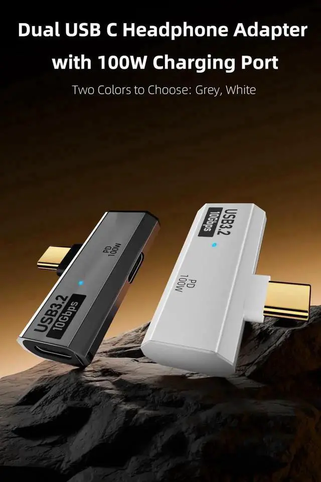 Alt view image 5 of 6 - WRIARICH White 2-in-1 Dual USB-C Splitter Dongle, Type-C Audio & 100W PD Fast Charging Adapter Compatible with Rog Ally, Steam Deck, Quest 2, iPhone 15, iPad, MacBook & All Type-C Devices
