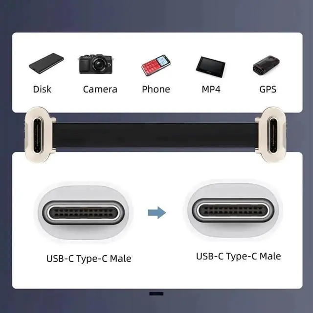 Alt view image 2 of 7 - WRIARICH Dual 90-Degree Angled Ultra Slim Flat USB-C to USB-C Cable | USB2.0 Data & 65W PD Fast Charging for Laptops, Tablets & Smartphones