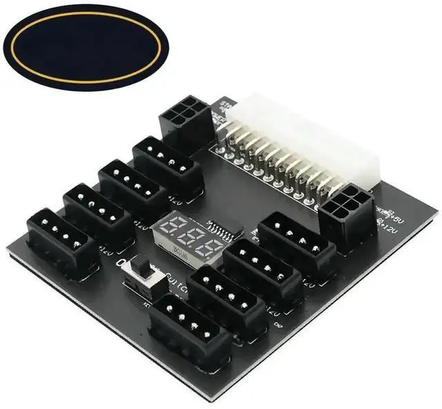 Alt view image 3 of 3 - WRIARICH ATX Power Supply Breakout Board for 800W PSU, 8 x 4Pin Ports + 2 x 6Pin GPU Power Output Board for Chia Mining & Graphics Cards