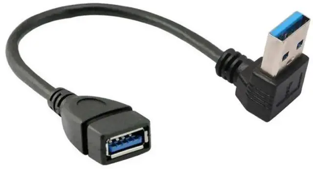 Alt view image 2 of 2 - WRIARICH 2PCS 25CM/10IN 90° Up & Down Angled USB 3.0 Male to Female Extension Cable, Right Angle USB Extender for PC, Laptop