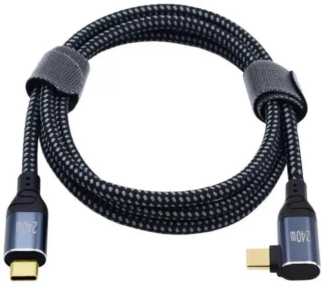 Alt view image 2 of 6 - WRIARICH 0.5M 90° Right Angle USB-C to USB-C Cable|Max 240W(48V 5A) PD Fast Charging, USB2.0 480Mbps Data Transfer