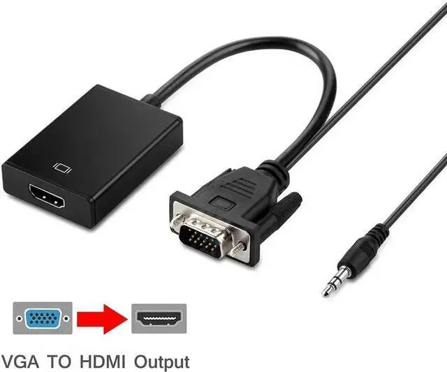 Main image of WRIARICH Aluminum Housing Active VGA Male to HDMI Female Converter with 3.5mm Audio Cable & Micro USB Power Cord, 1080P VGA to HDMI Adapter for Laptop Tablet Camera DVD HDTV Monitor