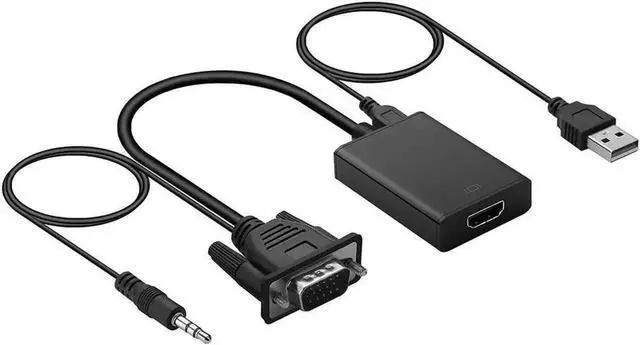 Alt view image 4 of 6 - WRIARICH Aluminum Housing Active VGA Male to HDMI Female Converter with 3.5mm Audio Cable & Micro USB Power Cord, 1080P VGA to HDMI Adapter for Laptop Tablet Camera DVD HDTV Monitor