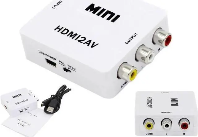 Alt view image 3 of 3 - WRIARICH 1080P HDMI to 3RCA CVBS AV Converter, Mini HDMI to Composite RCA Audio Video Adapter for HDTV, DVD, Game Consoles