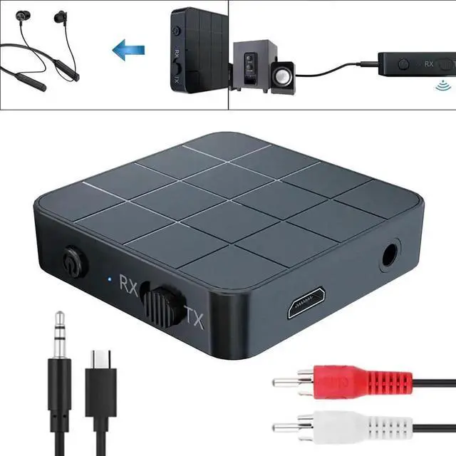 Alt view image 2 of 7 - WRIARICH 2 in 1 Bluetooth 5.0 Transmitter Receiver Wireless Audio Adapter, 3.5mm AUX & RCA Audio Converter for TV, PC, Speaker, Car Stereo