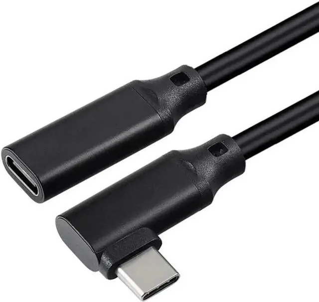 Main image of WRIARICH 8 Inch Black Left & Right 90 Degree USB-C Male to Female Adapter, 10Gbps 5A 4K@60Hz with Audio