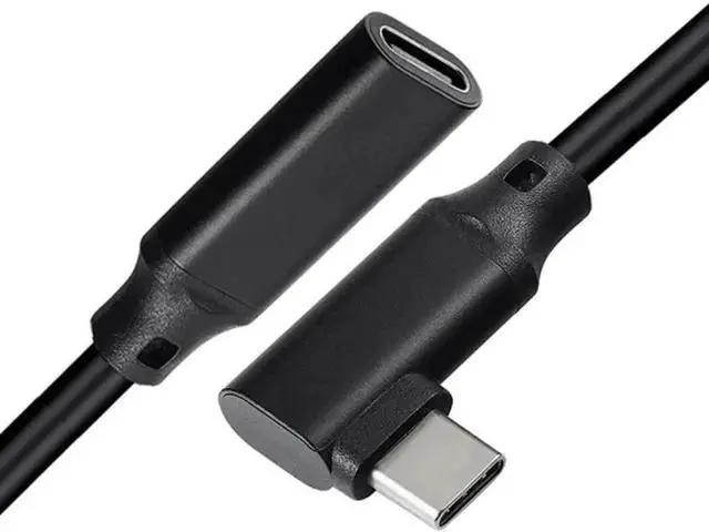 Alt view image 2 of 3 - WRIARICH 8 Inch Black Left & Right 90 Degree USB-C Male to Female Adapter, 10Gbps 5A 4K@60Hz with Audio