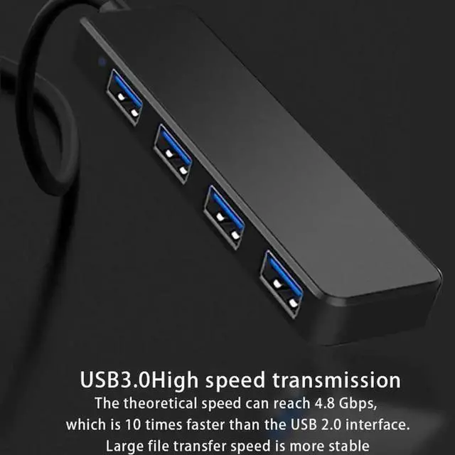 Alt view image 3 of 7 - WRIARICH 4-Port USB 3.0 Ultra Slim Data Hub, Portable USB Splitter Compatible with MacBook, Surface Pro, XPS, Laptop, Mobile SSD, Flash Drive & More Devices