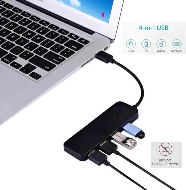 Alt view image 5 of 7 - WRIARICH 4-Port USB 3.0 Ultra Slim Data Hub, Portable USB Splitter Compatible with MacBook, Surface Pro, XPS, Laptop, Mobile SSD, Flash Drive & More Devices