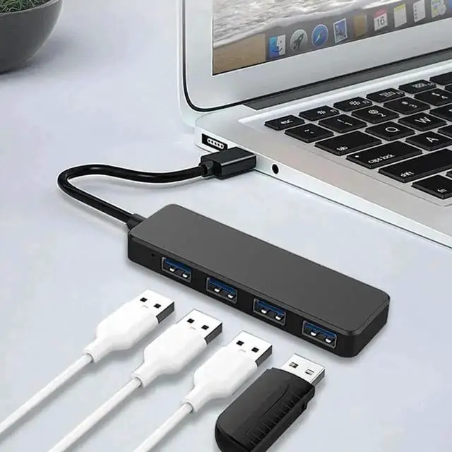 Alt view image 6 of 7 - WRIARICH 4-Port USB 3.0 Ultra Slim Data Hub, Portable USB Splitter Compatible with MacBook, Surface Pro, XPS, Laptop, Mobile SSD, Flash Drive & More Devices