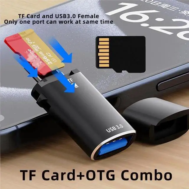 Alt view image 7 of 7 - WRIARICH 2-in-1 USB-C OTG Adapter, Type-C to USB-A Female + Micro SD TF Card Reader Combo