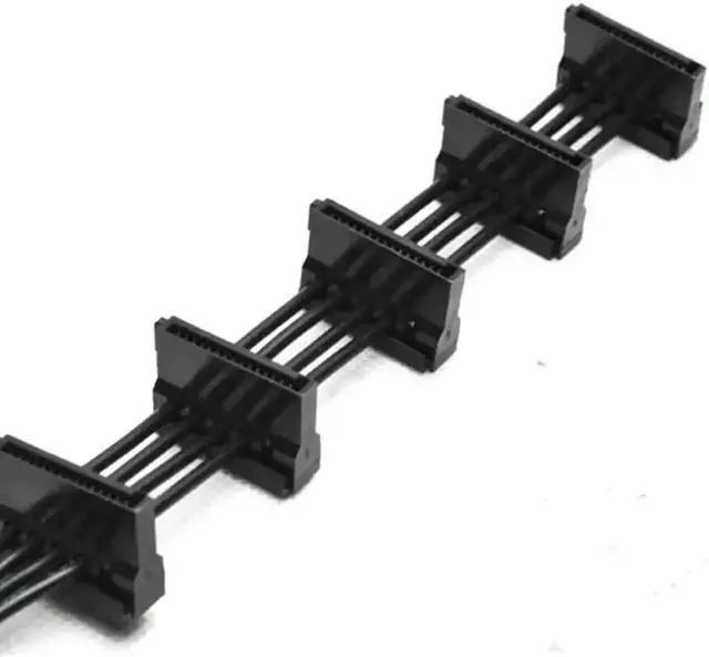 Alt view image 2 of 6 - WRIARICH 40cm Black Sleeved 18AWG 4-Pin IDE Molex 1 to 5 SATA Power Splitter Cable Adapter for PC Server