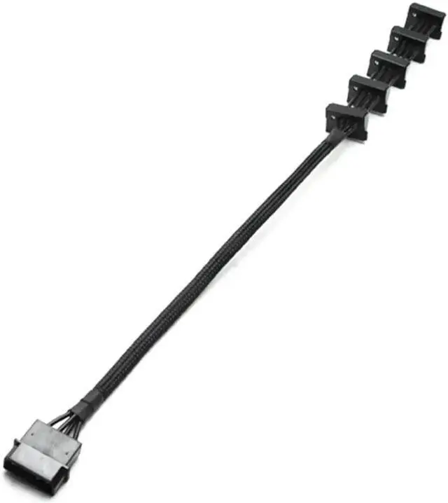 Alt view image 5 of 6 - WRIARICH 40cm Black Sleeved 18AWG 4-Pin IDE Molex 1 to 5 SATA Power Splitter Cable Adapter for PC Server