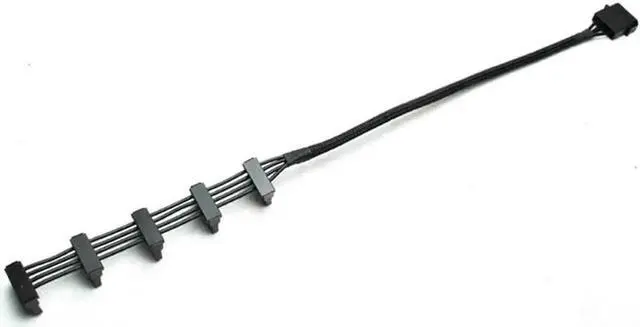 Alt view image 6 of 6 - WRIARICH 40cm Black Sleeved 18AWG 4-Pin IDE Molex 1 to 5 SATA Power Splitter Cable Adapter for PC Server