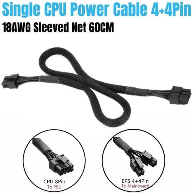 Alt view image 4 of 6 - WRIARICH 60cm Sleeved 4+4 Pin CPU Modular Power Cable Compatible with Corsair RMx Series PSU RM550x/RM650x/RM750x/RM850x/RM1000x