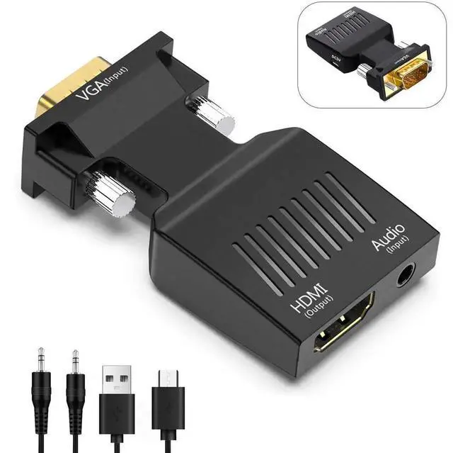 Main image of WRIARICH Uni-Directional VGA Male to HDMI Female Converter Dongle with 3.5mm Audio Port, 1080P@60Hz VGA to HDMI Adapter for Laptop Computer Projector Monitor