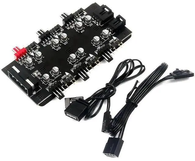 Main image of WRIARICH 6-Port PWM Fan Hub Splitter Controller, 3PIN RGB + IDE 4PIN Independent Power Supply PC Case Cooling Fan Adapter with 60cm Cable