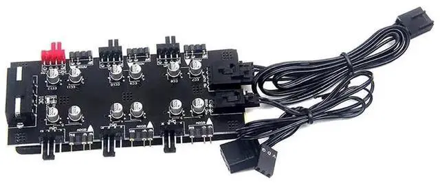 Alt view image 4 of 6 - WRIARICH 6-Port PWM Fan Hub Splitter Controller, 3PIN RGB + IDE 4PIN Independent Power Supply PC Case Cooling Fan Adapter with 60cm Cable