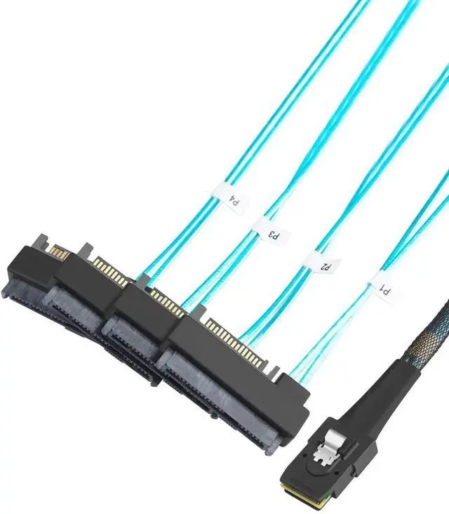 Main image of WRIARICH 3.3FT SFF-8087 to 4 SFF-8482 Mini SAS Breakout Cable with SATA Power, 36Pin Mini SAS to 29Pin Hard Drive Cable for Server RAID Storage HDD Connection