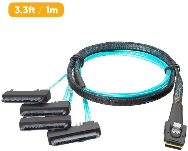 Alt view image 6 of 7 - WRIARICH 3.3FT SFF-8087 to 4 SFF-8482 Mini SAS Breakout Cable with SATA Power, 36Pin Mini SAS to 29Pin Hard Drive Cable for Server RAID Storage HDD Connection