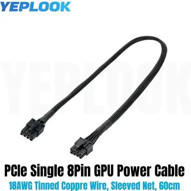Alt view image 6 of 6 - WRIARICH 60cm 18AWG Sleeved PCIe 8Pin (6+2) GPU Modular Power Cable Compatible with Corsair RMi Series RM650i/RM750i/RM850i/RM1000i Modular PSU