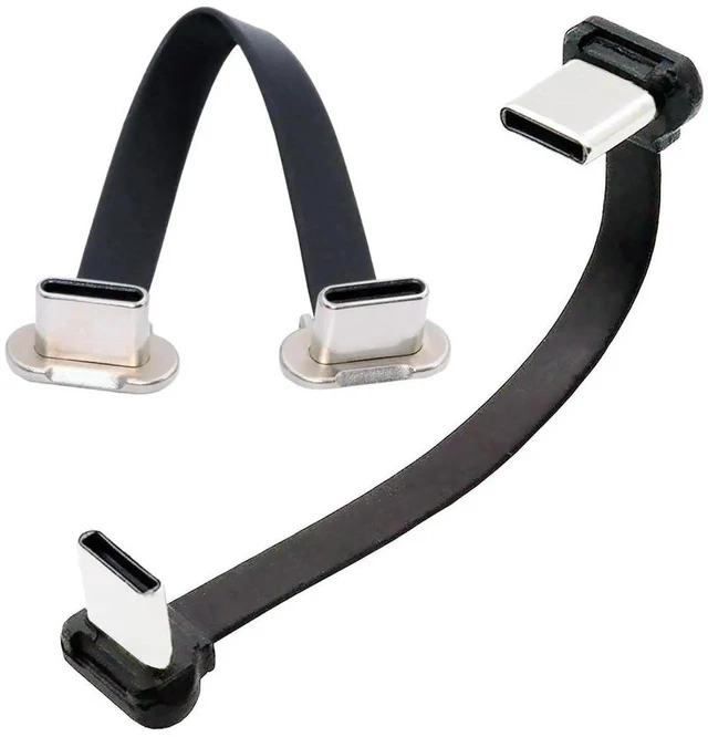 Main image of WRIARICH 2PCS/Lot Right-Angle Flat USB-C to USB-C Cable | USB2.0, 65W PD Fast Charging for Phone Tablet Laptop