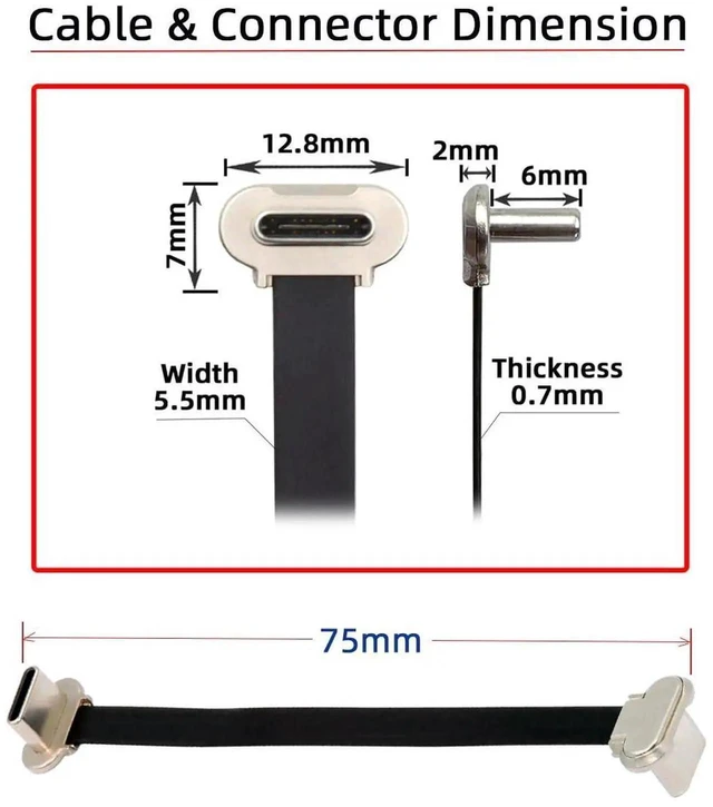 Alt view image 7 of 7 - WRIARICH 2PCS/Lot Right-Angle Flat USB-C to USB-C Cable | USB2.0, 65W PD Fast Charging for Phone Tablet Laptop