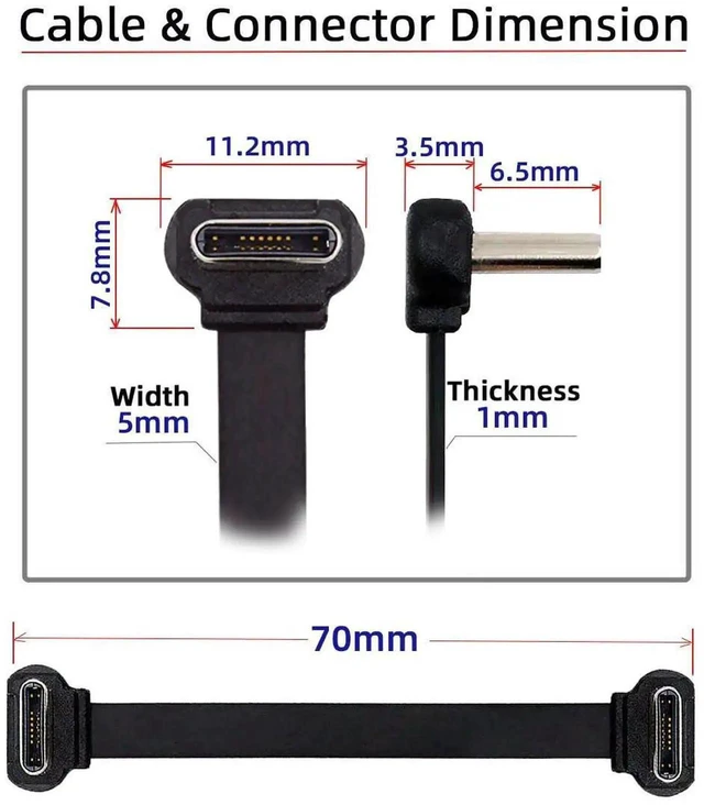 Alt view image 4 of 7 - WRIARICH 2PCS/Lot Right-Angle Flat USB-C to USB-C Cable | USB2.0, 65W PD Fast Charging for Phone Tablet Laptop