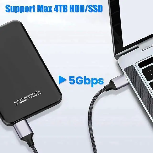 Alt view image 4 of 7 - WRIARICH 2-Pack Nylon Braided USB 3.0 Micro B Cable 6.6FT, USB-A & USB-C to Micro USB B Cord for External Hard Drives & Digital Cameras