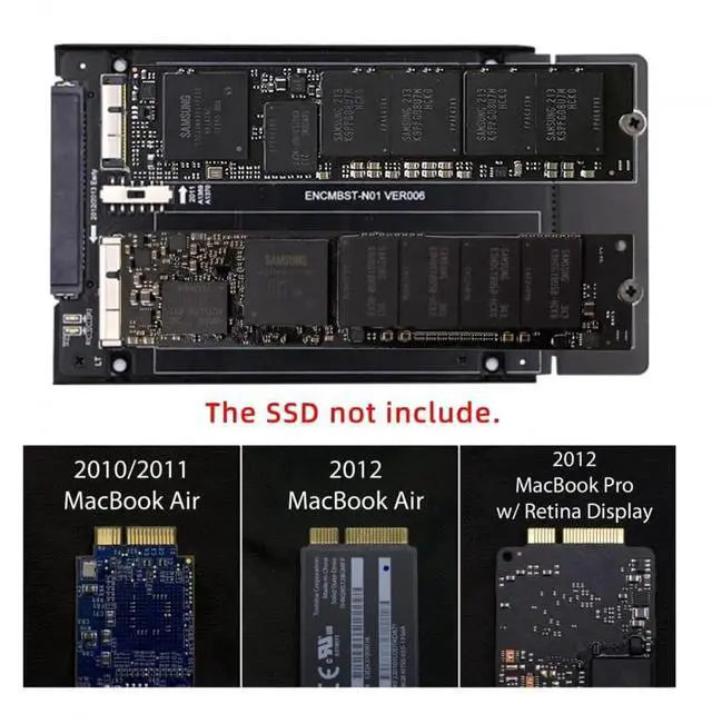 Alt view image 5 of 7 - WRIARICH 2.5 Inch 22Pin SATA to Apple 12+6/17+7Pin SSD Adapter Enclosure for 2010-2012 MacBook Air Pro Retina A1425 A1398 MC975 MC976