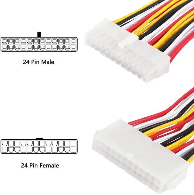 Alt view image 4 of 5 - WRIARICH 30cm 18AWG ATX 24Pin Male to Female Motherboard Power Extension Cable, PC PSU 24-Pin Mainboard Extender Cord
