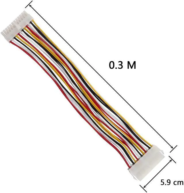 Alt view image 3 of 5 - WRIARICH 30cm 18AWG ATX 24Pin Male to Female Motherboard Power Extension Cable, PC PSU 24-Pin Mainboard Extender Cord