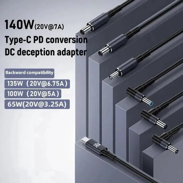 Alt view image 3 of 7 - WRIARICH 1.8M 140W USB-C to DC 5.5x2.5mm Laptop Charging Cable 20V 7A PD Power Cord
