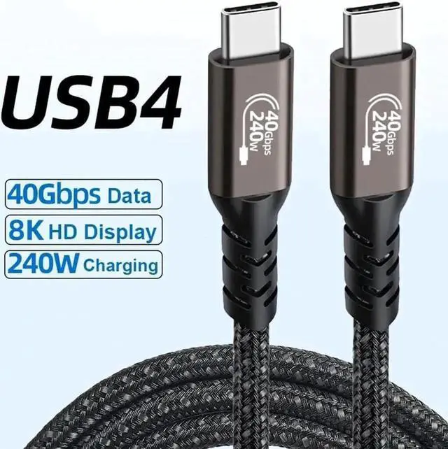 Main image of WRIARICH 0.5M 240W USB4 USB-C to USB-C Cable 40Gbps Support 8K@60Hz Compatible Thunderbolt 3