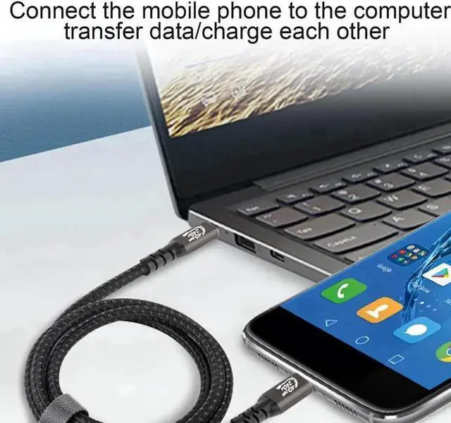 Alt view image 3 of 7 - WRIARICH 0.5M 240W USB4 USB-C to USB-C Cable 40Gbps Support 8K@60Hz Compatible Thunderbolt 3