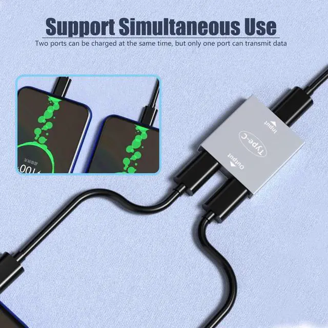 Alt view image 4 of 6 - WRIARICH 2 Pack USB C Splitter Adapter, Single USB-C Female to Dual USB-C Female Port Power Splitter Hub, Type-C Charging Split Adapter for Phones Laptops Power Banks